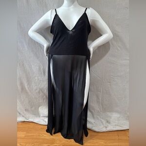 Black sheer mesh dress with slits 4xl SHEIN
